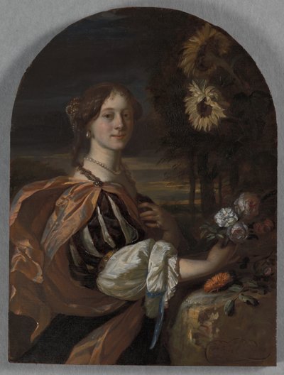 Catharina van Heemskerck with Sunflowers by Carel de Moor