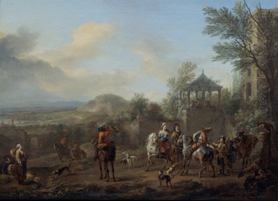 Departure for Hunting by Carel van Falens or Valens