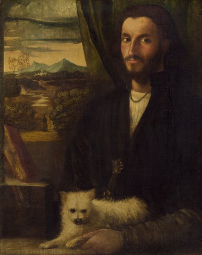 Portrait of a Man with a Dog by Cariani