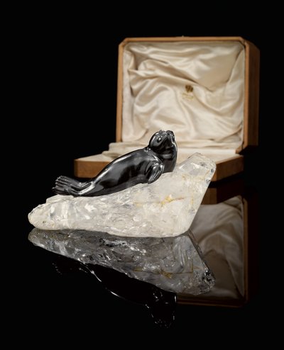 An Obsidian Model of a Seal, c. 1900 by Carl Fabergé