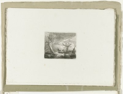 Man with Fishing Net in a Storm by Carl August Lebschee