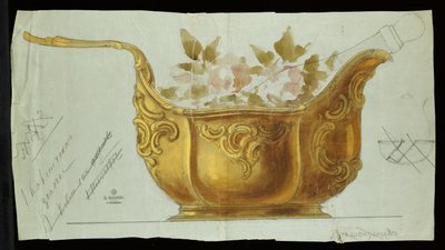 Large metal kovsh in the Louis XV style, House of Carl Faberge by Carl Fabergé
