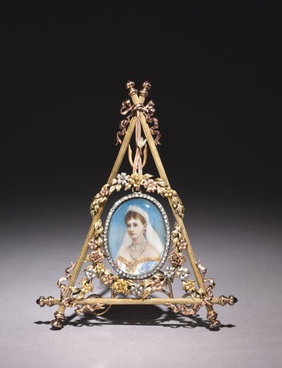 Triangular Frame with Portrait of Czarina Alexandra Feodorovna, 1896-1908 by Carl Fabergé