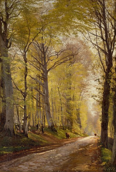 A Woodland Path with Herders and Cattle by Carl Frederick Aagaard