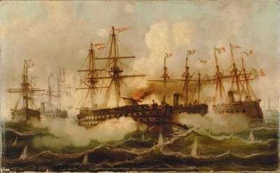 Naval battle near Lissa by Carl Frederik Sørensen