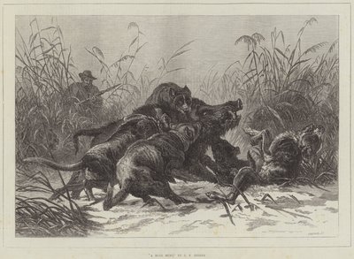 A Boar Hunt by Carl Friedrich Deiker