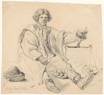 Seated Croatian Onion Seller by Carl Goebel