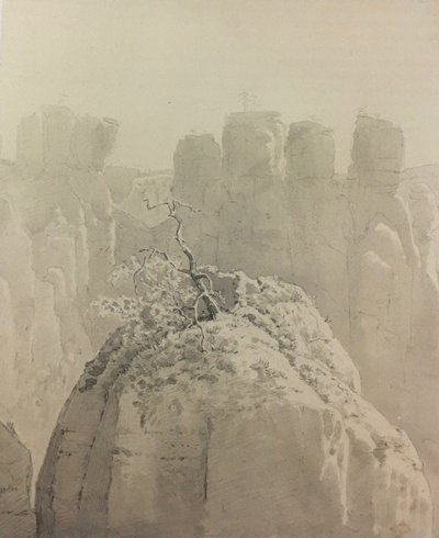 View from the Bastei Bridge in Saxon Switzerland to the Kleine Gans by Carl Gustav Carus