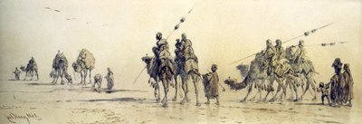 A Caravan of Bedouin Approaching a Well in the Desert, 1868 by Carl Haag