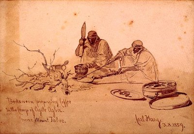 Bedouins preparing Coffee in the Camp of Agile Agha, Near Mount Jaboz by Carl Haag