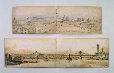 Hungerford Suspension Bridge and Monte Pineio, 1847 by Carl Haag