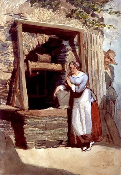 Study of a Lady by a Well, with her Admirer Looking On by Carl Haag