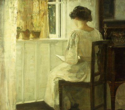 A Woman Reading in a Sunlit Interior by Carl Holsoe