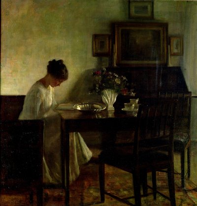 Girl Reading in an Interior by Carl Holsoe