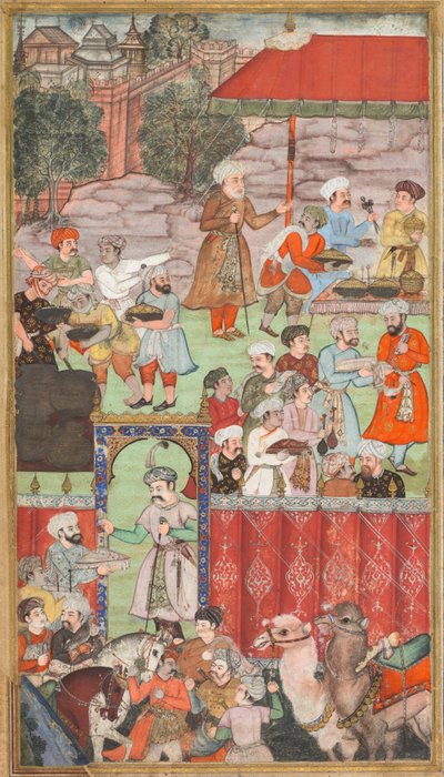 A Feast for Babur Hosted by His Half-Brother Jahangir Mirza in Ghazni in May 1505, from a Babur-nama (Memoirs of Babur) by Carl Julius Rieden