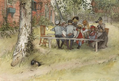 Breakfast under the Big Birch, from A Home series, c.1895 by Carl Larsson