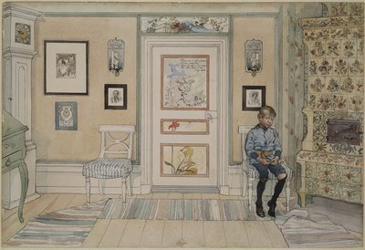 In the Corner. From A Home (26 watercolours) by Carl Larsson