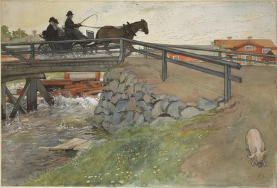 The Bridge. From A Home (26 watercolours) by Carl Larsson