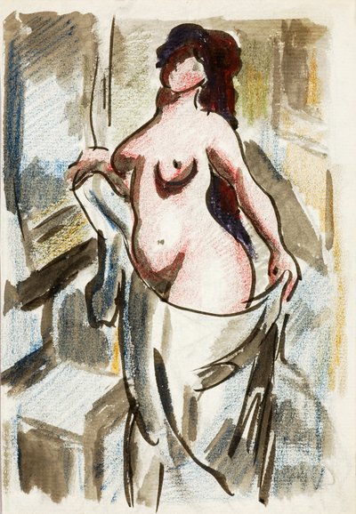 Female Nude with Drape by Carl Newman