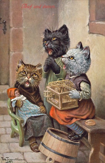 Humorous Cat Postcard by Carl Robert Arthur Thiele