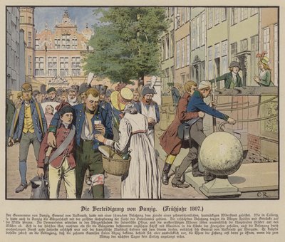 Civilians helping Prussian wounded during the defence of Danzig, Spring 1807 by Carl Röchling
