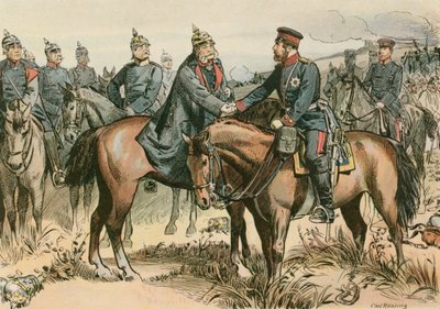 Wilhelm I, King of Prussia and first German Emperor (1797-1888) greeting his son at Sadowa in 1866 by Carl Rohling