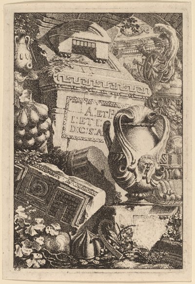 Fantasy of an Antique Tomb with Fragments of Architecture and Sculpture by Carl Schütz