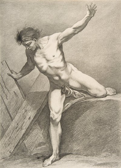 An Académie: Striding Man Leaning on a Plank by Carle van Loo