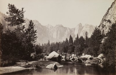On the Merced, Distant View of Cathedral Rocks by Carleton E. Watkins