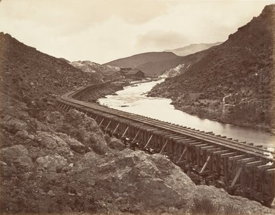 Eureka Quartz Mill and Flume, Nevada by Carleton Emmons Watkins