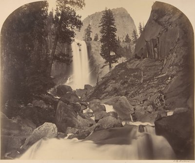 Mt. Broderick in Distant Centre, Piroyac, Falling Crystals, Vernal Fall by Carleton Emmons Watkins
