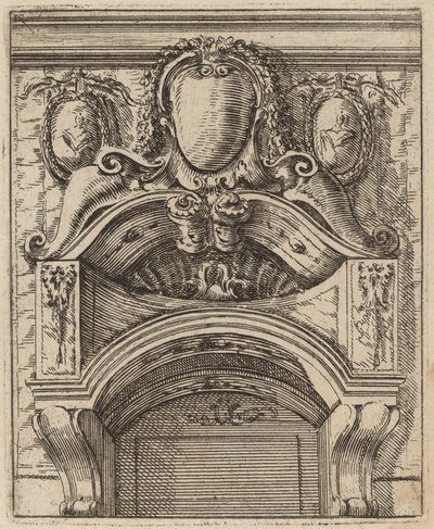 Architectural Motif with Three Shields, Two with Figures by Carlo Antonio Buffagnotti