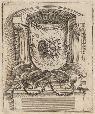 Architectural Motif with a Drape with Fruit by Carlo Antonio Buffagnotti