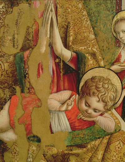 Madonna and Child (detail of the Christ Child) by Carlo Crivelli