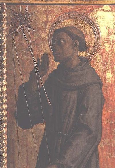St. Francis, (detail) from the San Silvestro Polyptych by Carlo Crivelli