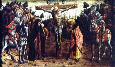 The Crucifixion, Central Left Hand Predella Panel from the San Silvestro Polyptych by Carlo Crivelli