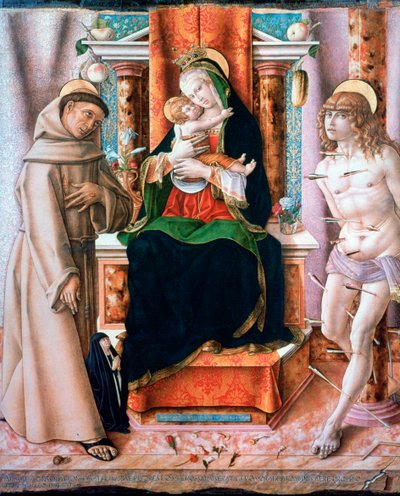 The Virgin and Child with Saints Francis and Sebastian by Carlo Crivelli