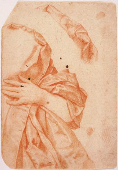 Drapery Study for the Left Half of a Female Half-Figure and a Repetition of the Drapery Around Her Neck by Carlo Dolci