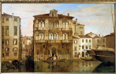 Maria Taglioni in a gondola in front of her building in Venice by Carlo Ferrari