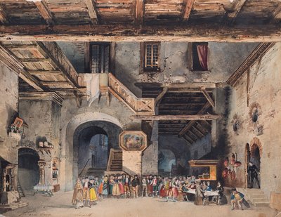 Set design for the Opera La forza del destino by Giuseppe Verdi by Carlo Ferrario