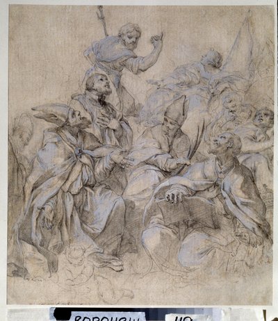 Fresco Preparatory Drawing for the Santa Maria del Popolo Church in Rome by Carlo Maratta or Maratti