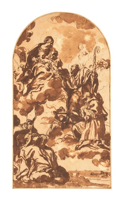 The Madonna and Child appearing to Saints Ambrosius, Francis of Sales and Nicholas of Bari by Carlo Maratta or Maratti
