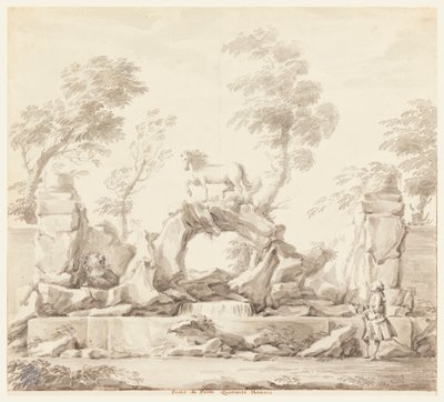 Design for a Fountain with Pegasus, for the Villa Albani, Rome by Carlo Marchionni