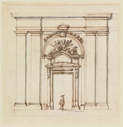 Design for the Section of a Part of a Wall with a Doorcase by Carlo Marchionni