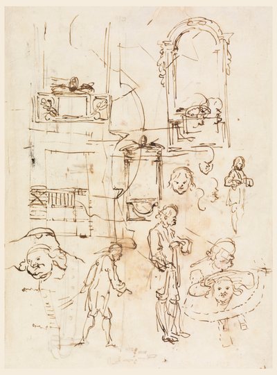 Architectural and Figural Sketches, ca. 1760 by Carlo Marchionni