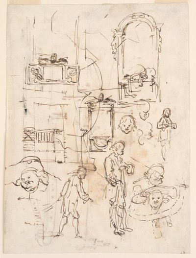 Architectural and Figural Sketches, ca. 1760 by Carlo Marchionni