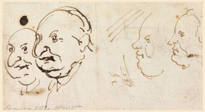 Sketches of Four Heads in Caricature, 1725–75 by Carlo Marchionni