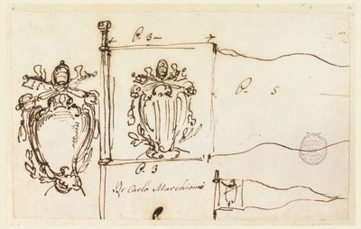 Three Sketches for a Standard of Pope Benedict XIV, 1740-58 by Carlo Marchionni