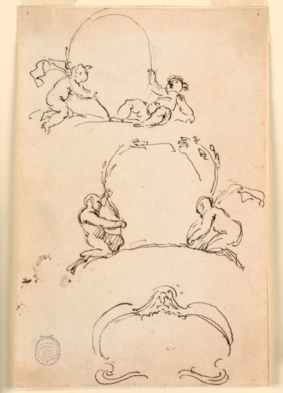 Three Sketches of Cartouches, before 1775 by Carlo Marchionni