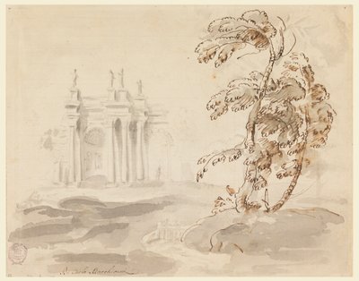 Tree in Landscape with Building, 1756–78 by Carlo Marchionni